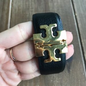 Tory Burch leather and gold bracelet